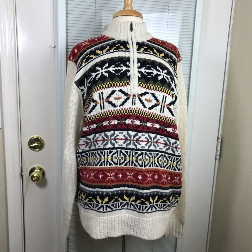 IZOD Men’s halfzip pullover sweater grandpa tribal